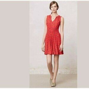 Anthropologie Leifnotes Red Nautical Anchor Print Sleeveless Short Dress Size XS